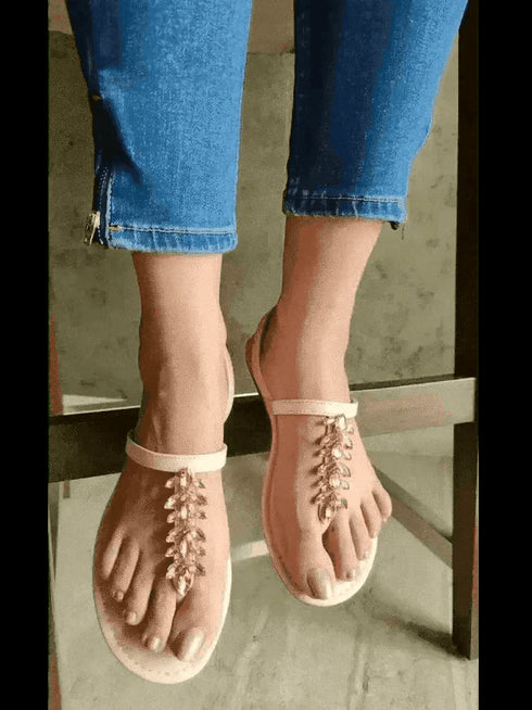 Rare Sparkle Pastel Pink T - strap Flats - cunei